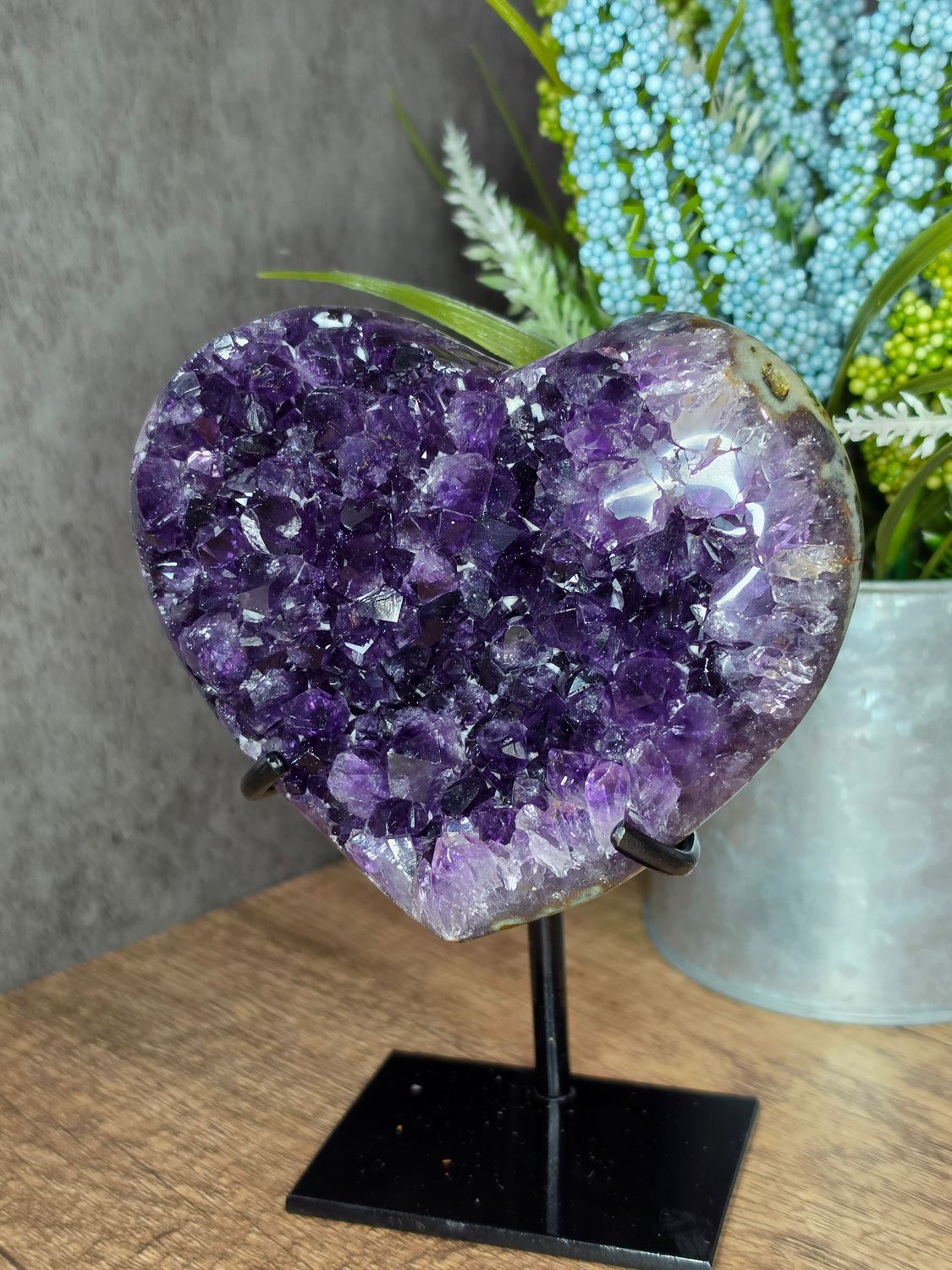 Deep Purple Amethyst, heart w/custom stand!