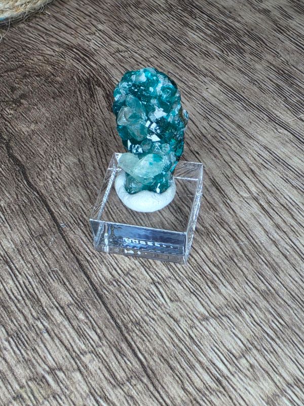 Mini Dioptase w/Calcite, on stand