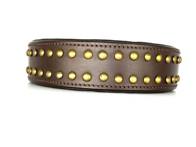 Leather Buckle Collar - Handstitched with Brass embellishments and hardware
