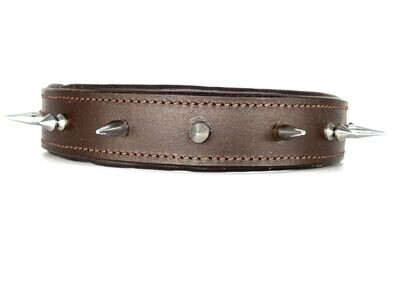 Soft Padded Leather Spiked Martingale Collar - Handstitched with Stainless Steel hardware