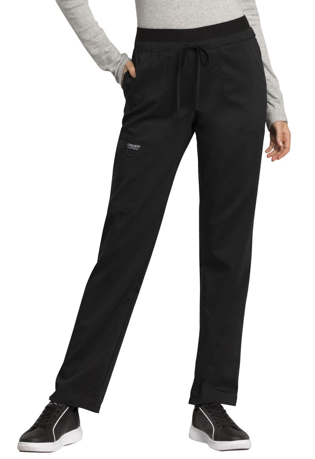 Cherokee WW Revolution Mid Rise Tapered Leg Drawstring Cargo Straight Leg Pant