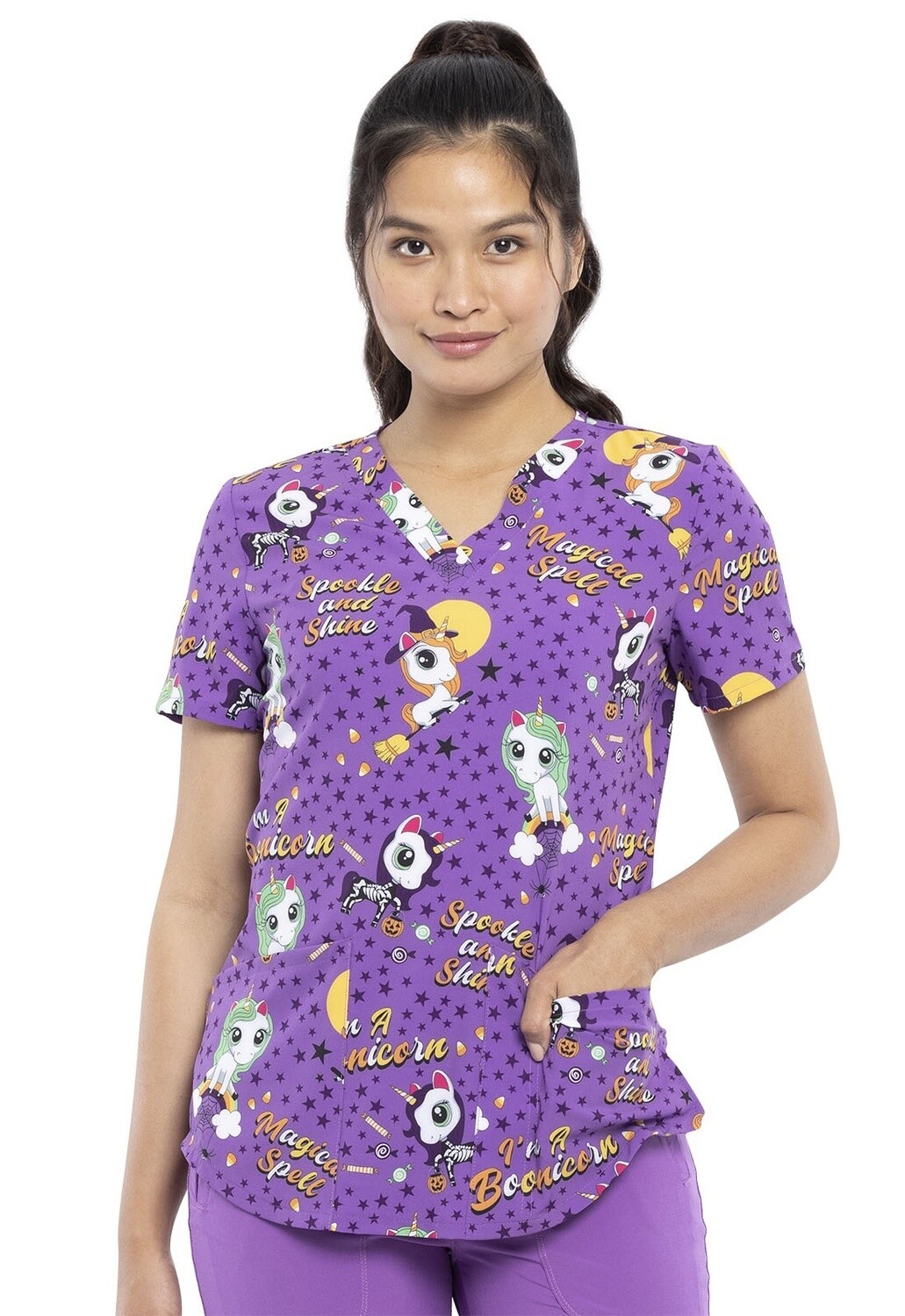 Cherokee V-Neck Print Boo-Nicorn