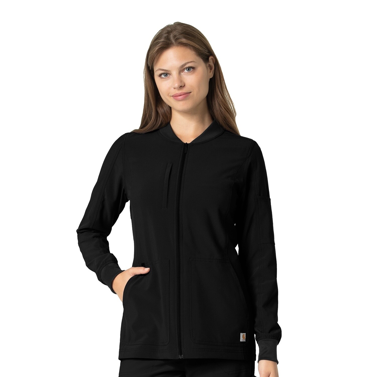 Carhartt Women&#39;s Force Cross Flex Modern Fit Zip Front Utility Jacke, Color: Black, Size: X Small