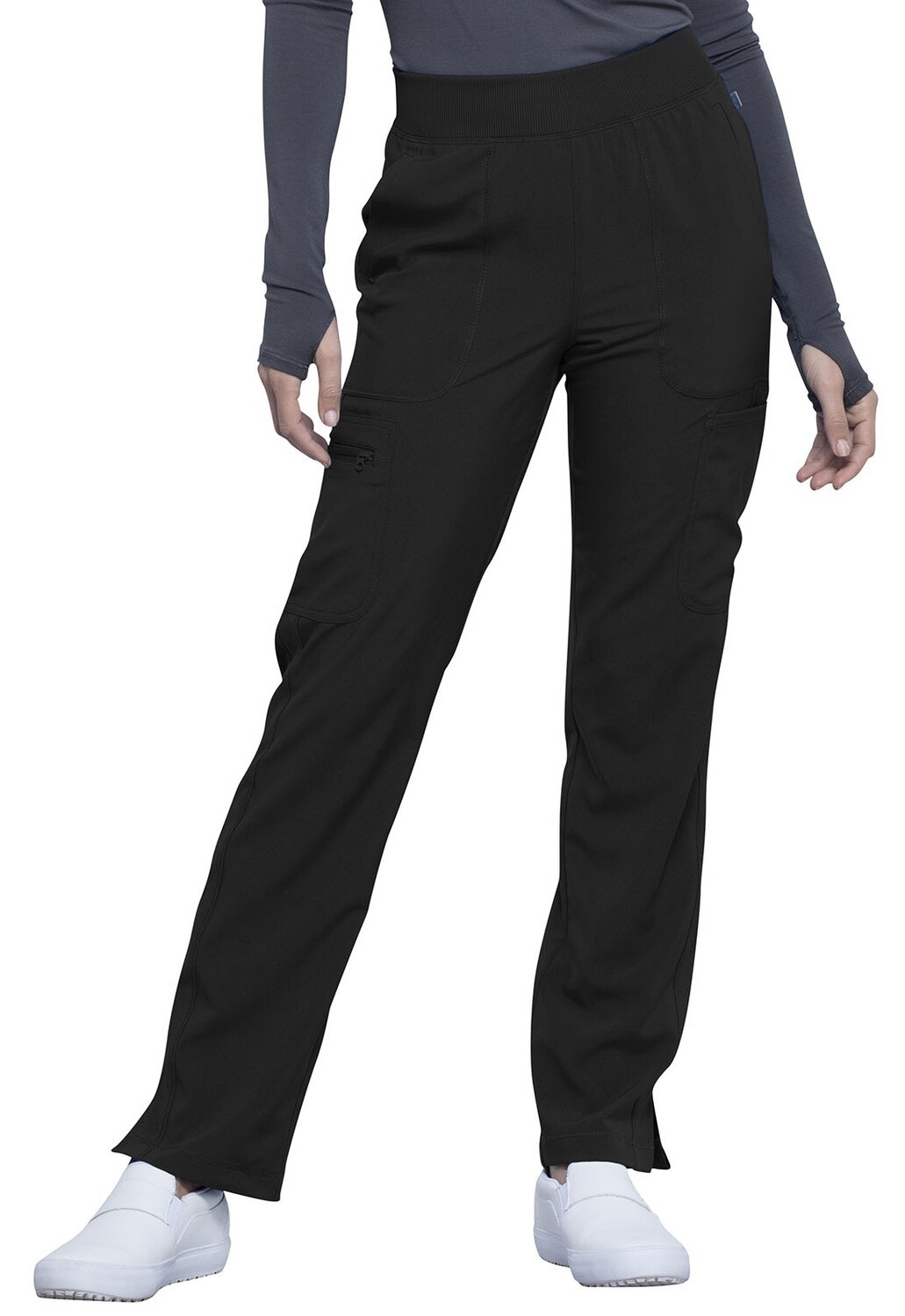 Infinity Mid Rise Tapered Leg Pull On Pant, Color: Black, Size: 2X Small