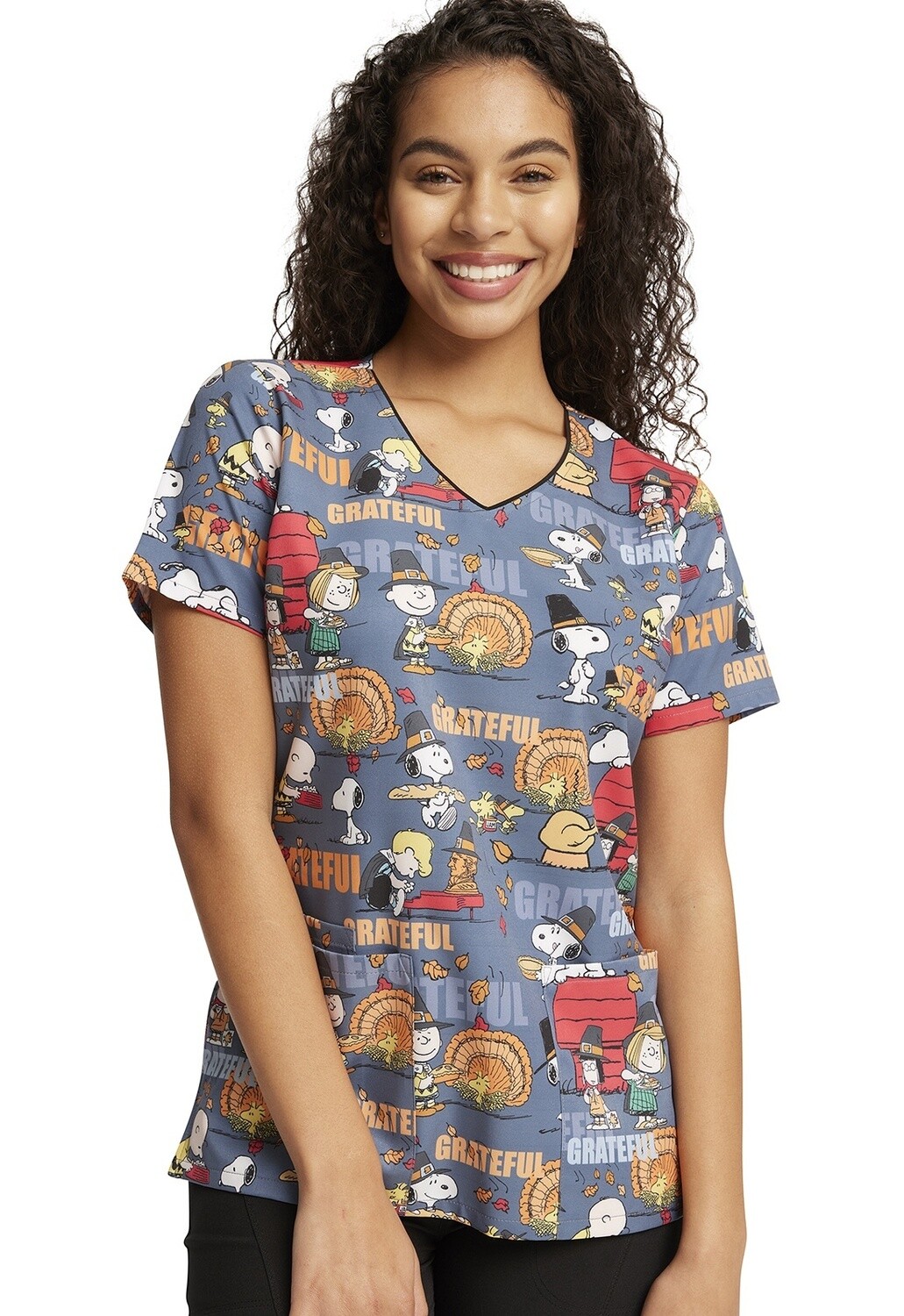 Cherokee V-Neck Print Grateful Snoopy