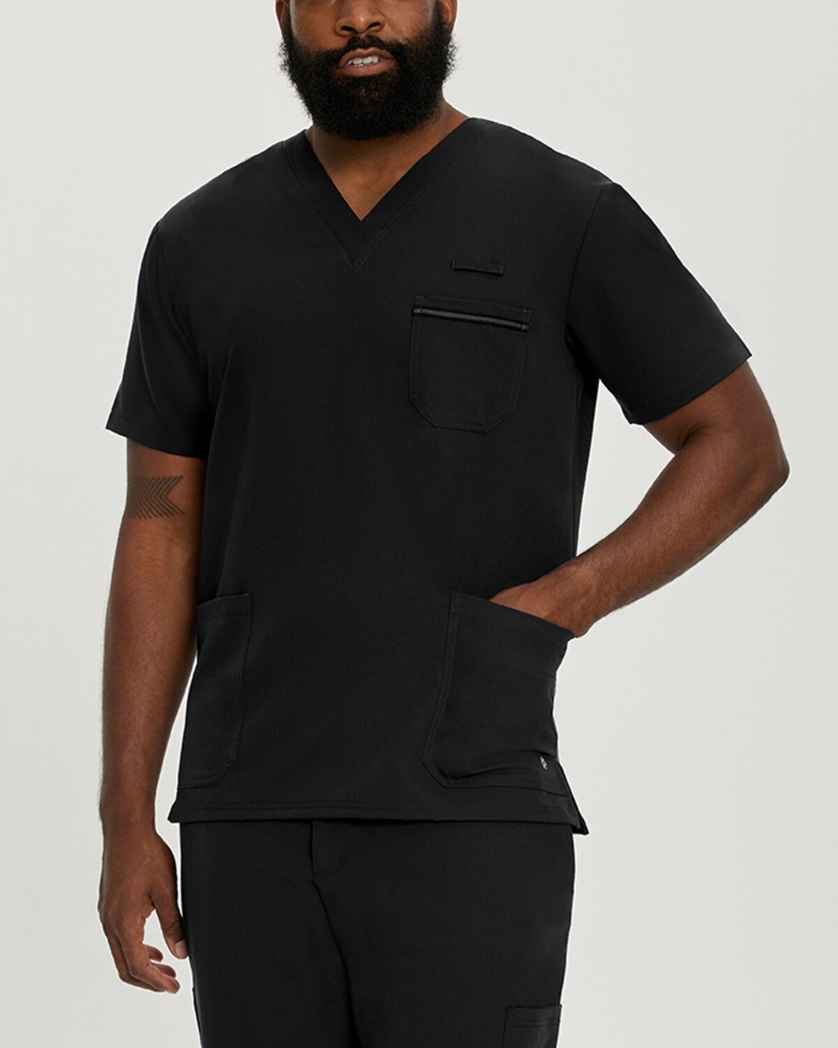 Men&#39;s Detailed Chest Pocket V-Neck Top V-Tess