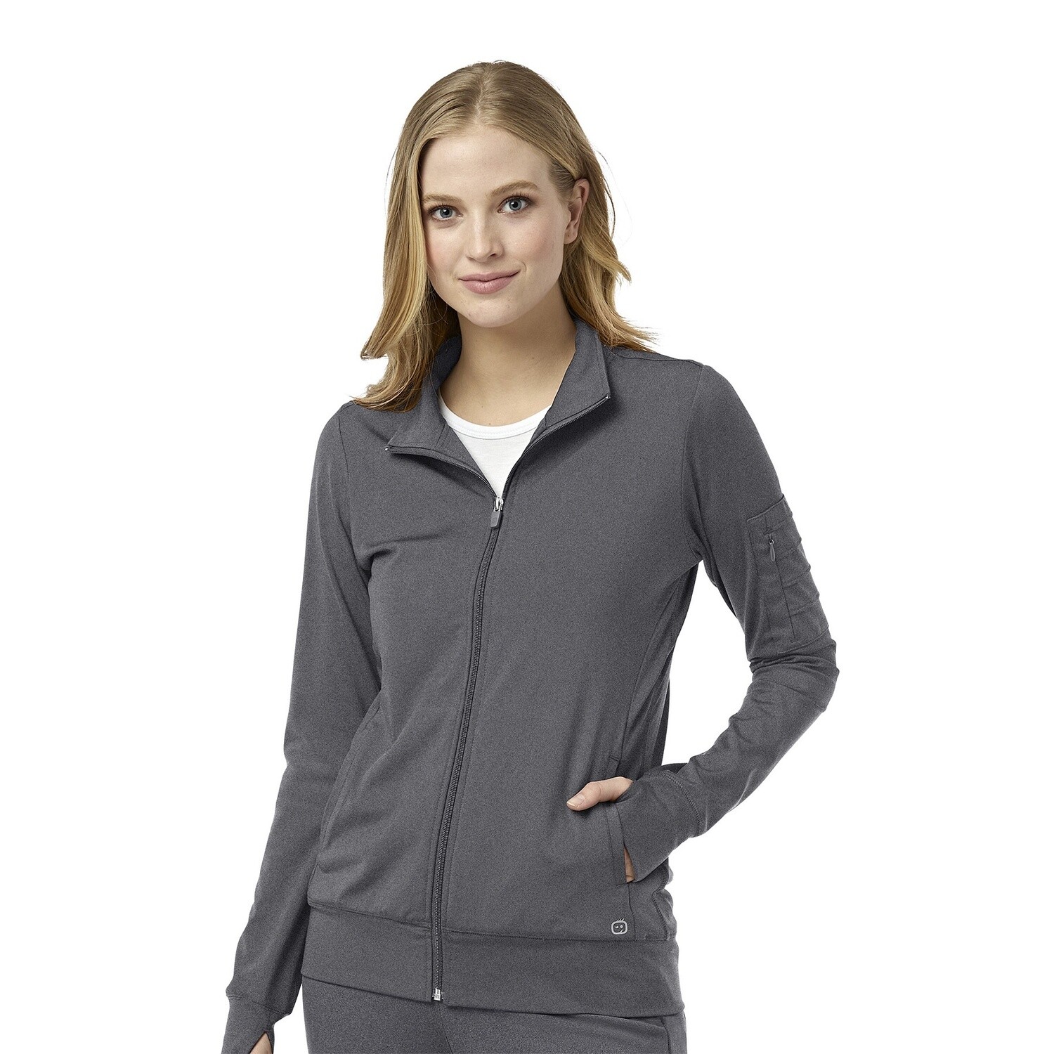 WonderWink Style Lab Women&#39;s Moto Scrub Jacket, Color: Heather Pewter, Size: Xtra Small