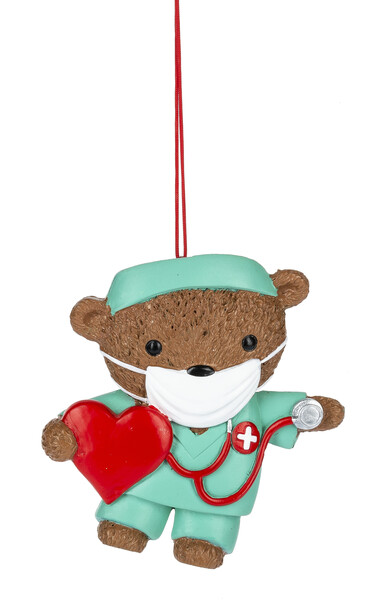 HEALTHCARE BEAR ORN RESIN