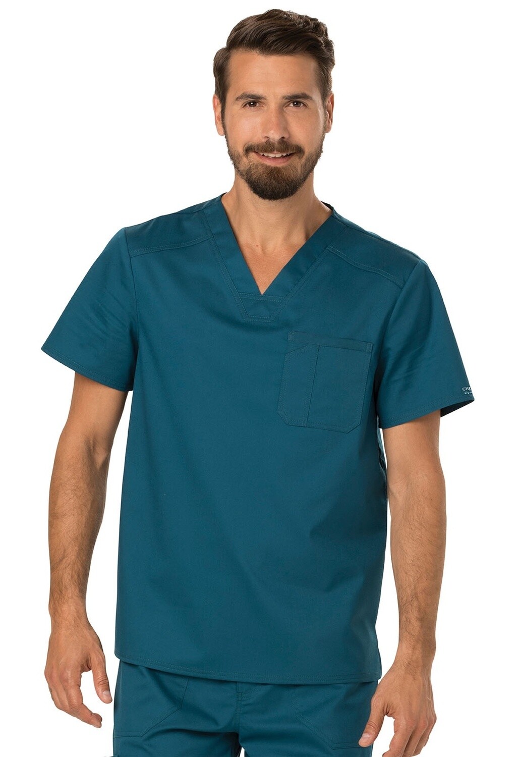 Cherokee WW Revolution Men&#39;s Tuckable V-Neck Top, Color: Caribbean, Size: X Small