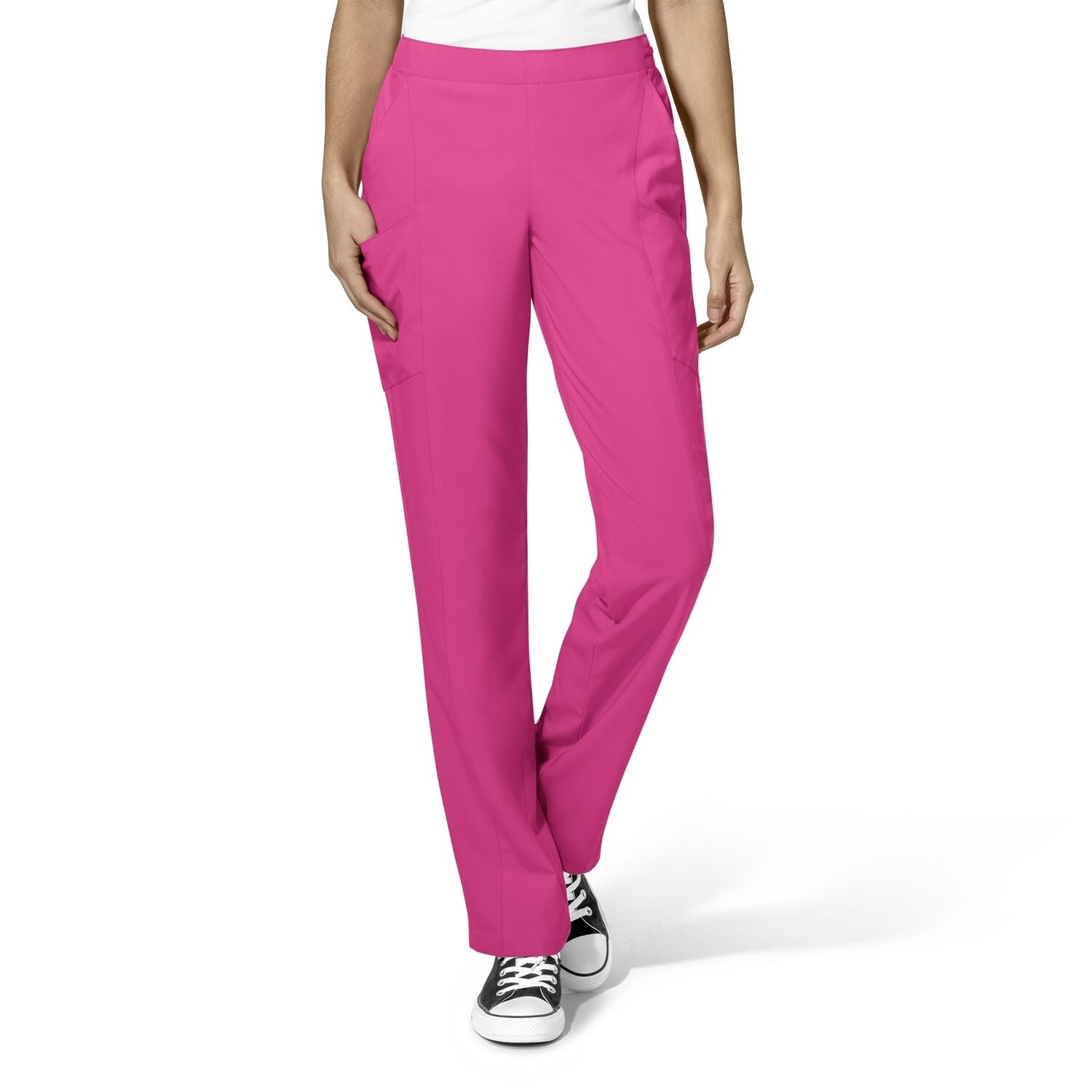 WonderWink W123 Flat Front Drawstring Cargo Pant Hot Pink