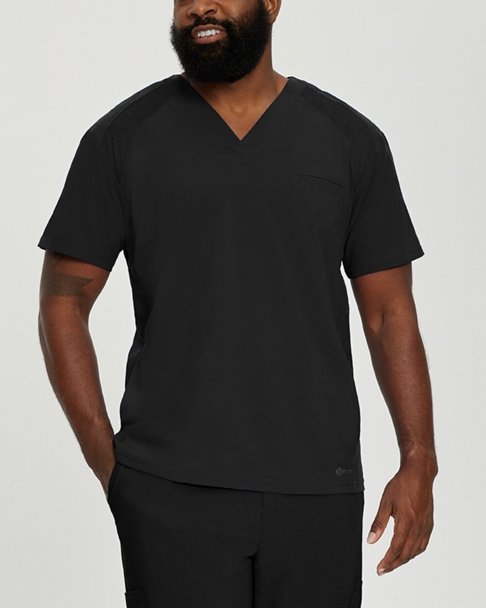 White Cross Fit Men&#39;s V-Neck Top with Mesh