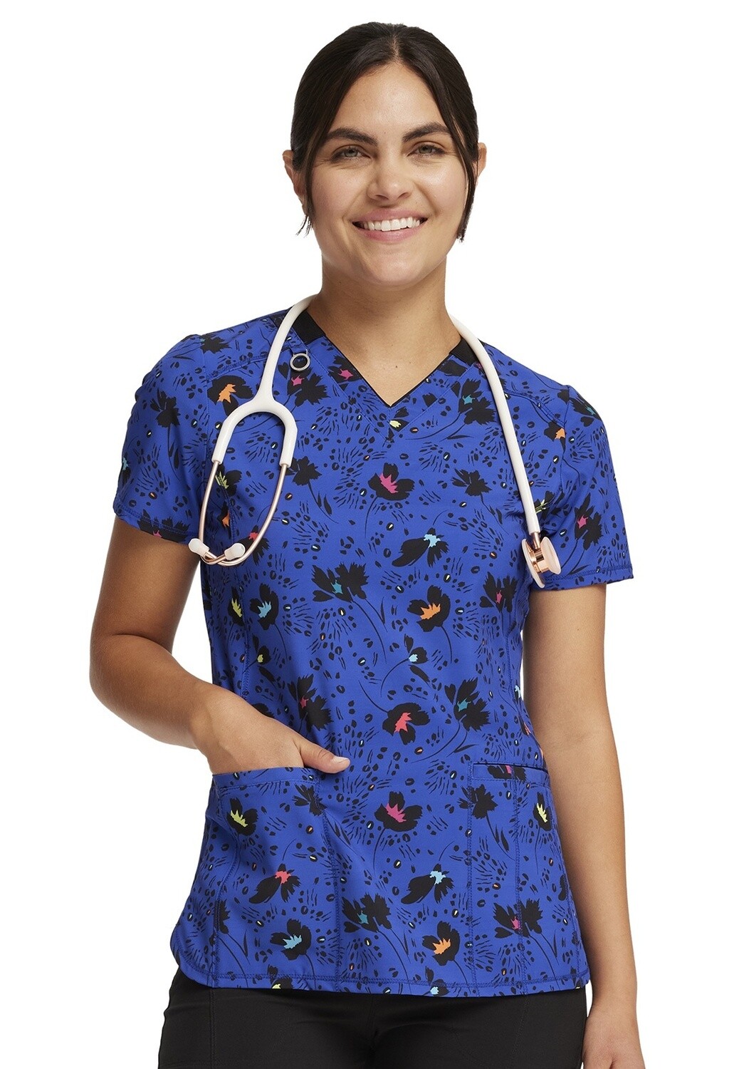 Infinity V-Neck Print Top in Wildflower Frenzy
