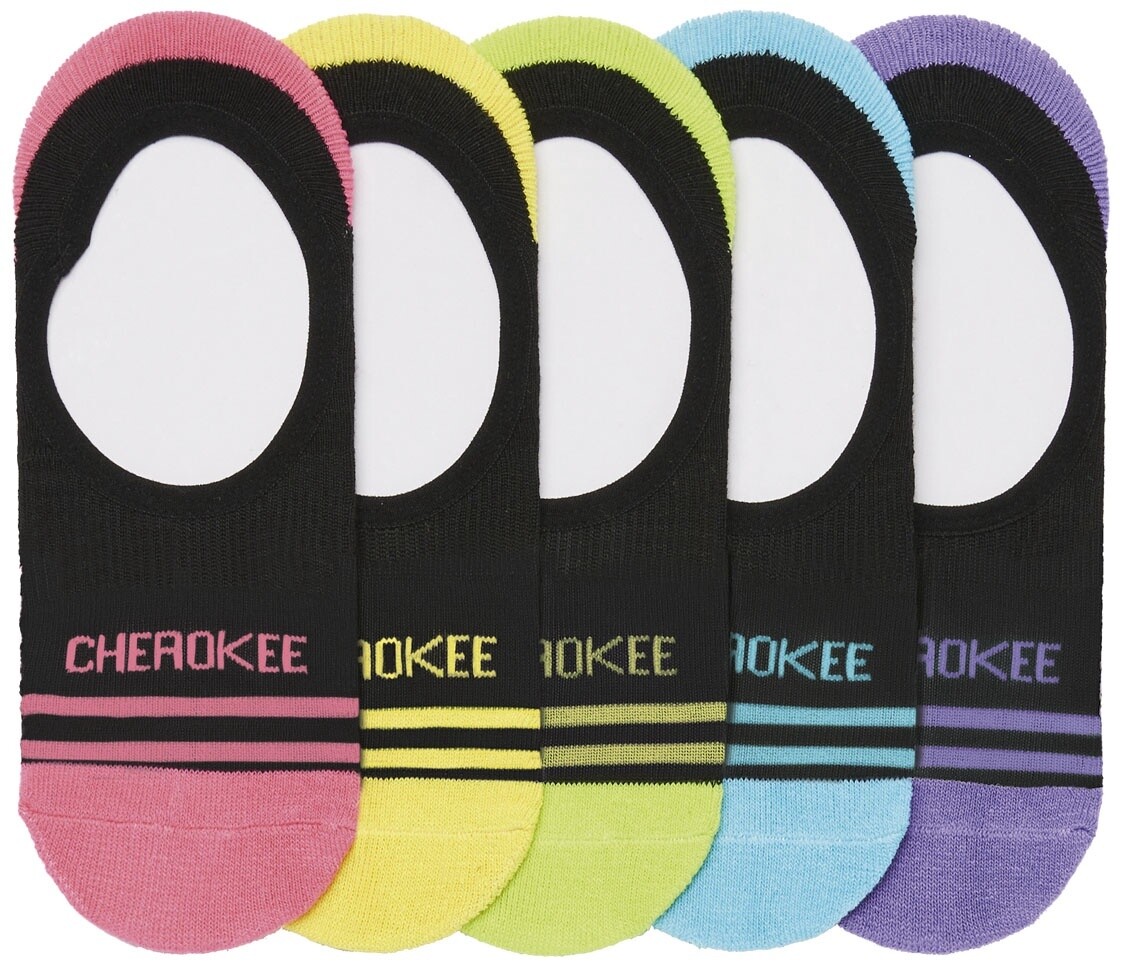 Cherokee 1-5 Pr Pack No Show Socks Ladies  S/M Size 4-8, Colour: Primary Passion, Size: S/M 4-8