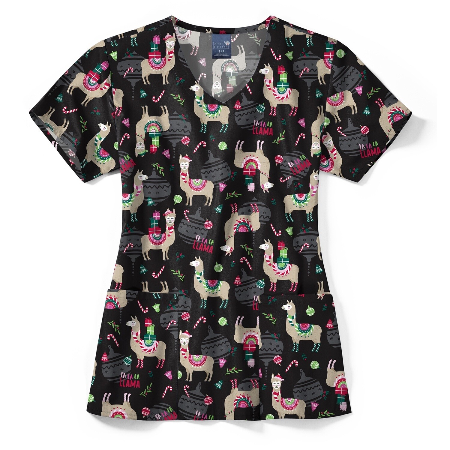 ZAC Printed V-Neck Top FaLaLaLlama, Color: FaLaLaLaLlama, Size: X Small
