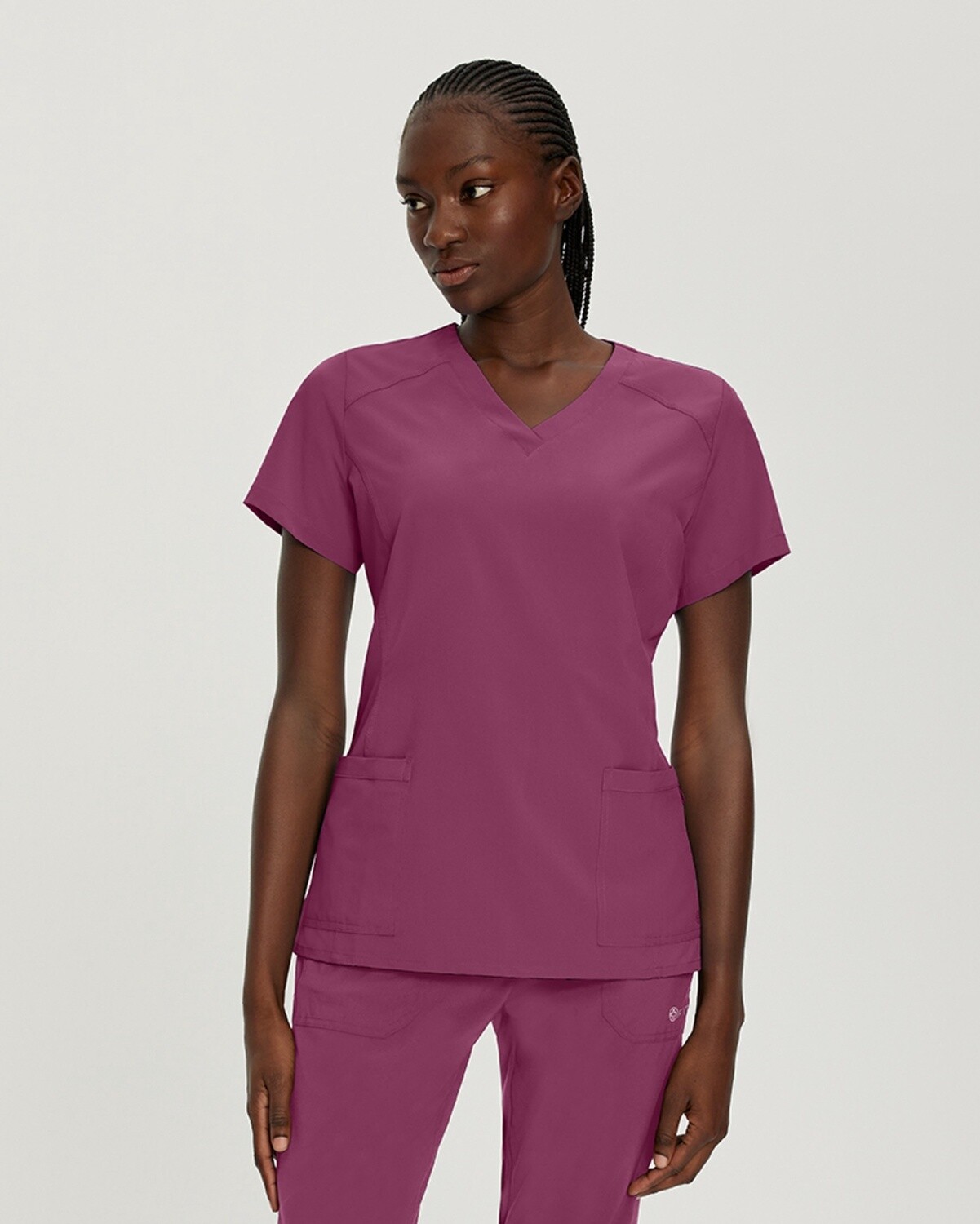 White Cross FIT V-Neck Top with Princess Seaming