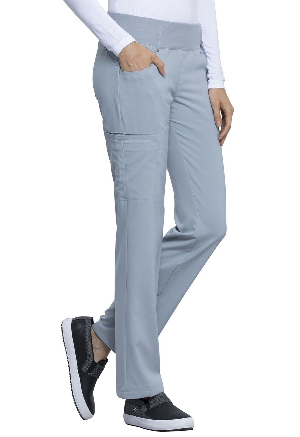 Cherokee iFlex Women&#39;s Mid Rise Straight Leg Pull on Pant Petite