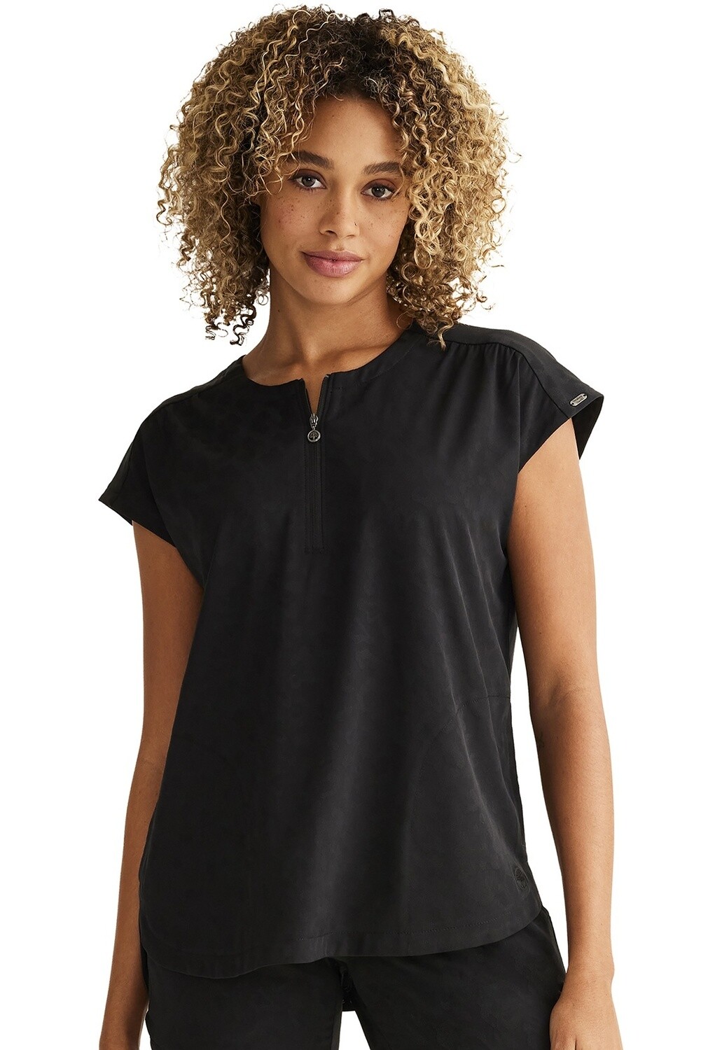 Jayden Leopard Print Partial Zipper Top, Colour: Black Leopard, Size: X Small