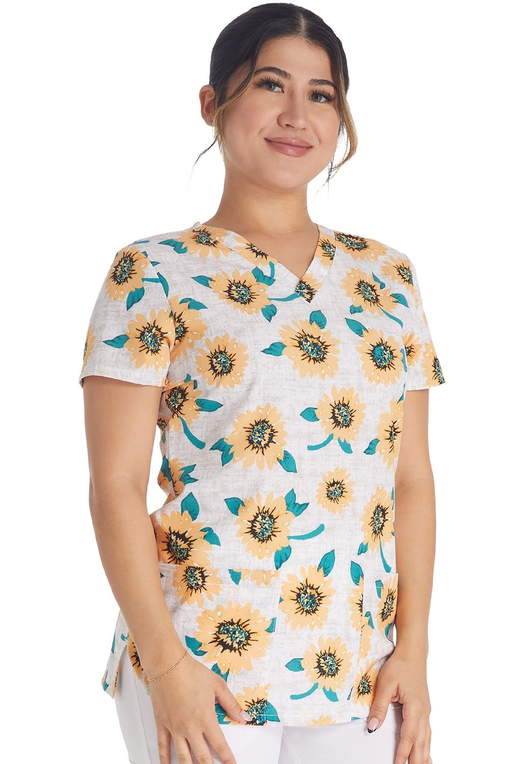 Dickies Prints V-Neck Print Top in Sunflower Power