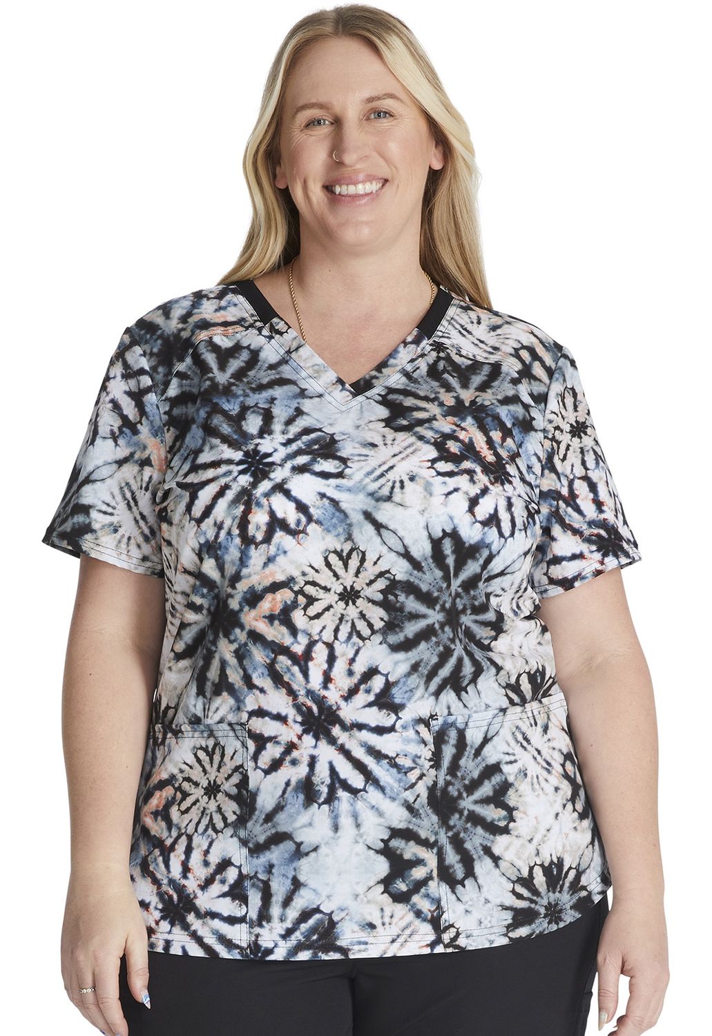 Dickies Prints V-Neck Print Top in Organic Tie Dye, Colour: Organic Tie Dye, Size: 2X Small