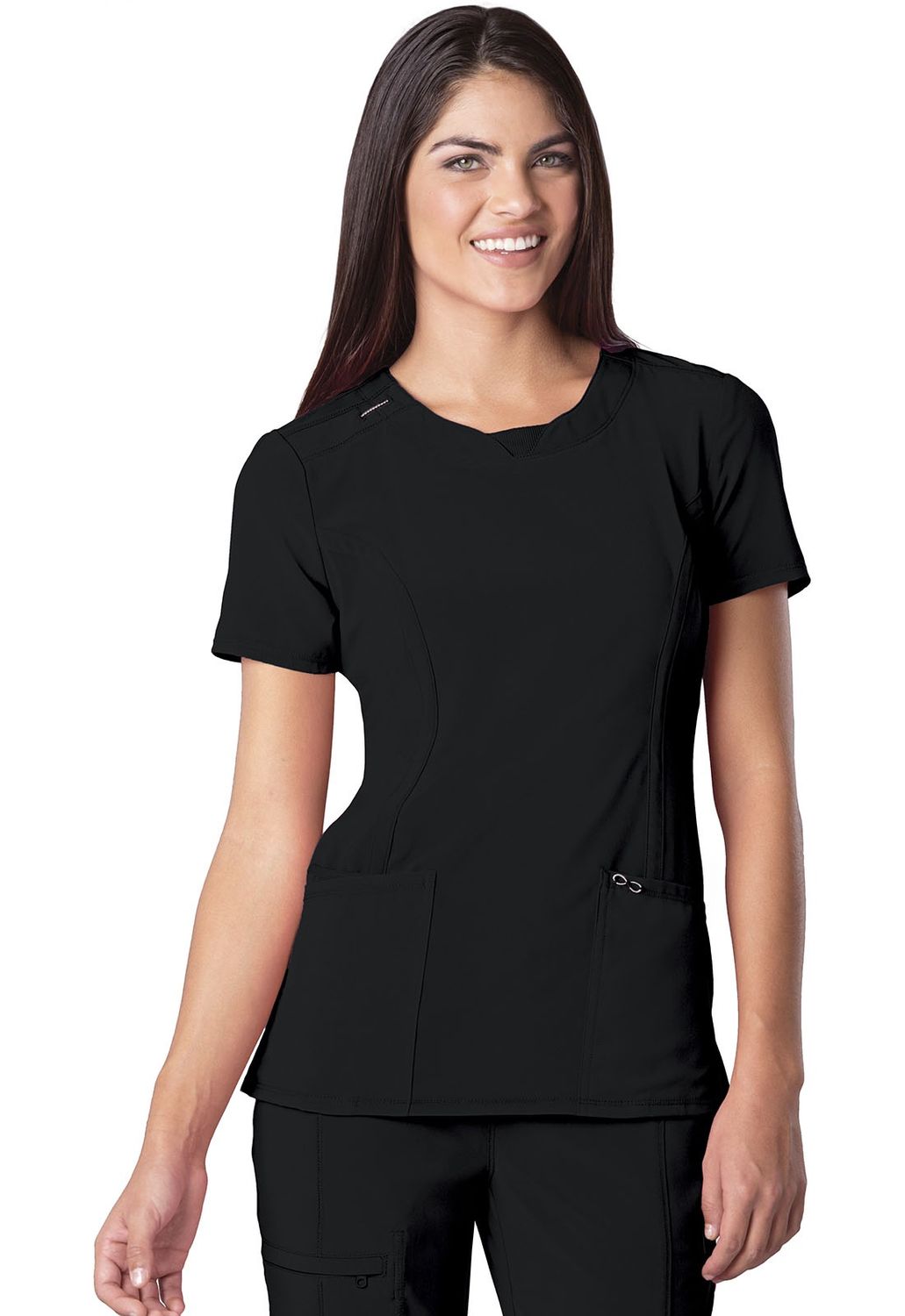 Infinity Round Neck Top, Color: Black, Size: 2X Small