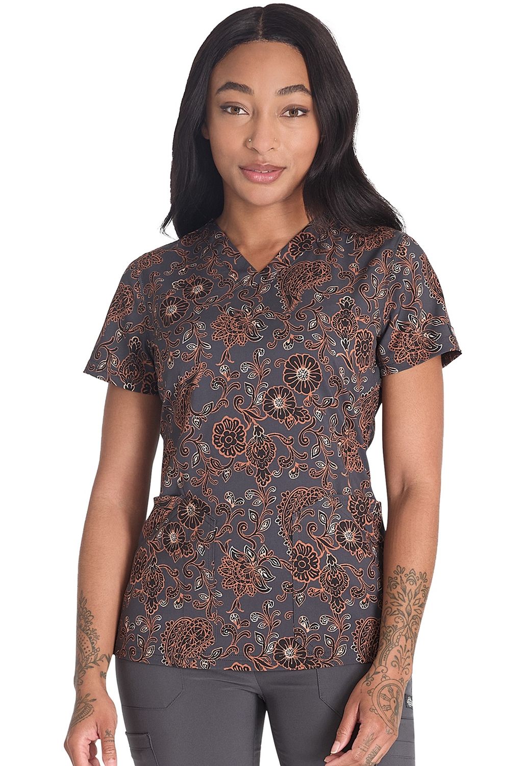 Dickies Print V-Neck Print Top in Western Floral