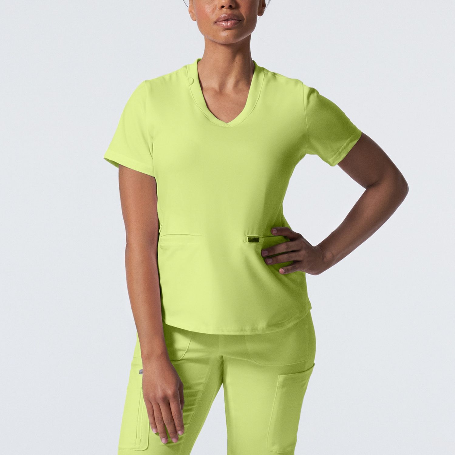 Landau Forward Wmns 3 Pkt Rib Knit V-Neck Seasonal Colours, Colour: Citron, Size: X Small