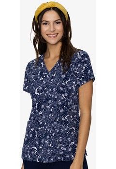 MedCouture Women&#39;s V-Neck Prints In Navy Daisy