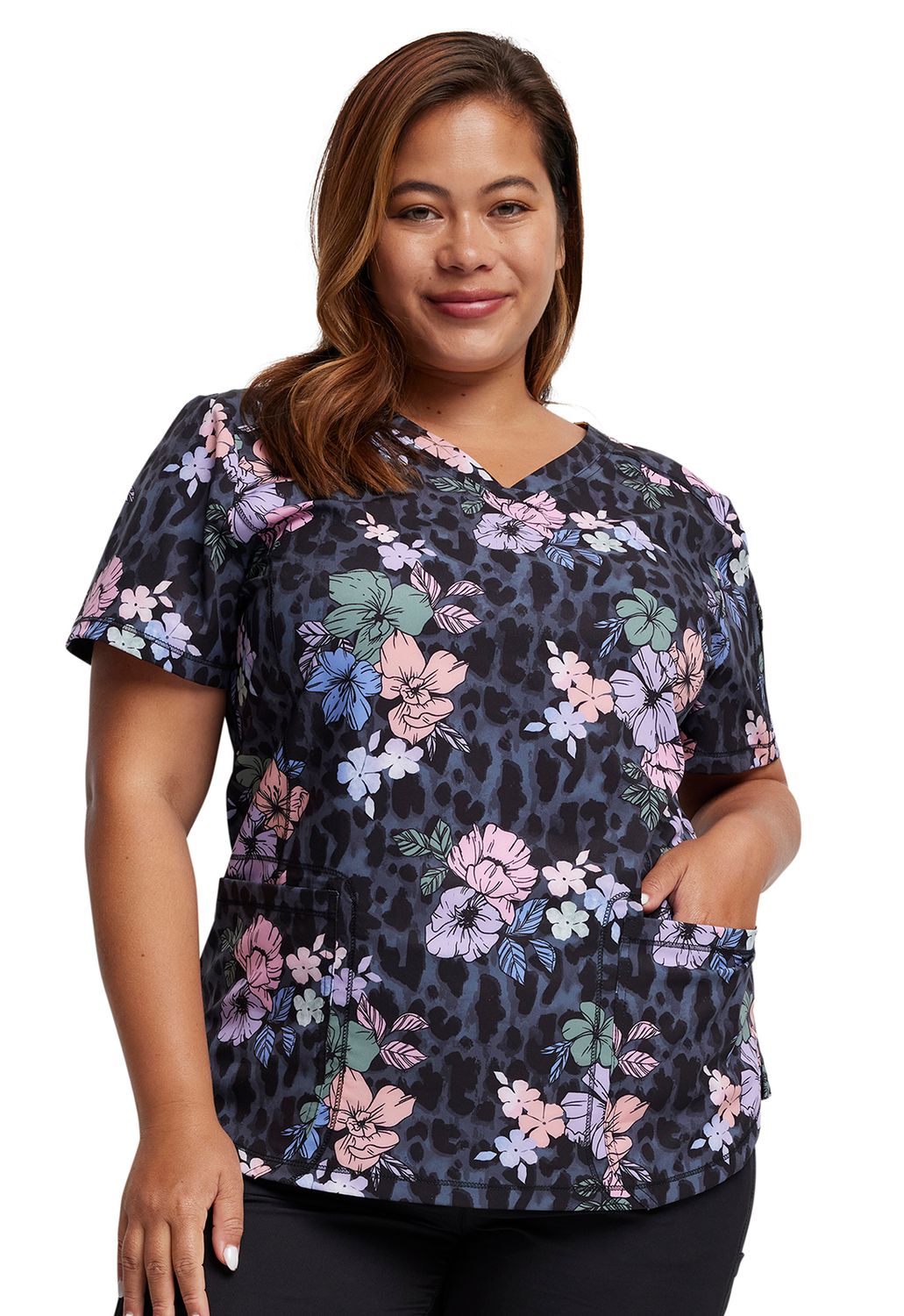 Dickies Prints V-Neck Print Top in Wild Tropic