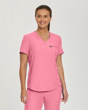 Landau Forward Wmns 2 Pkt Curved Hem Tuck in V-Neck Seasonal Colours, Colour: Rose Quartz, Size: X Small