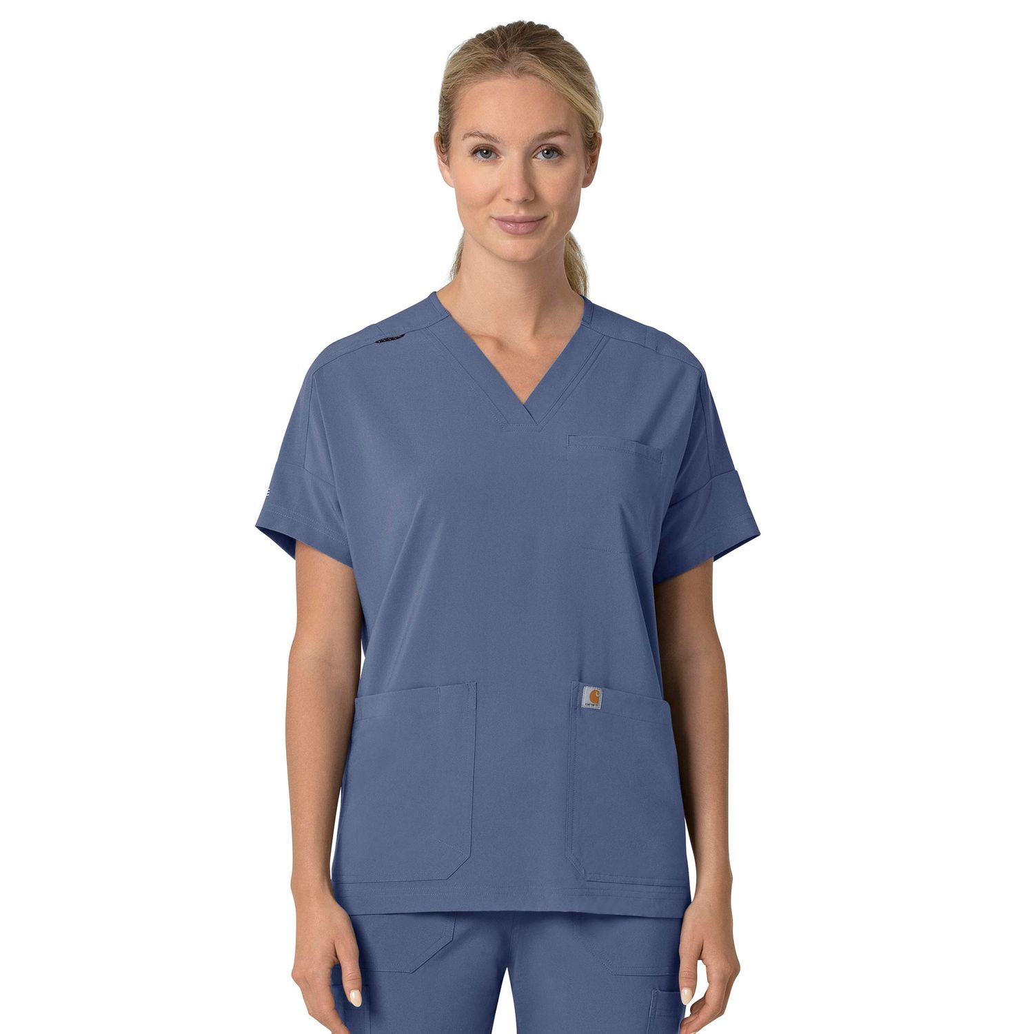 Carhartt Force Cross-Flex Women's Oversized V-Neck Scrub Top, Colour: Riverside, Size: X Large