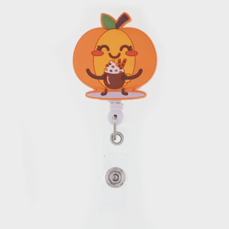 Jellies Retractable Badge Reels, Colour: Pumpkin with Latte