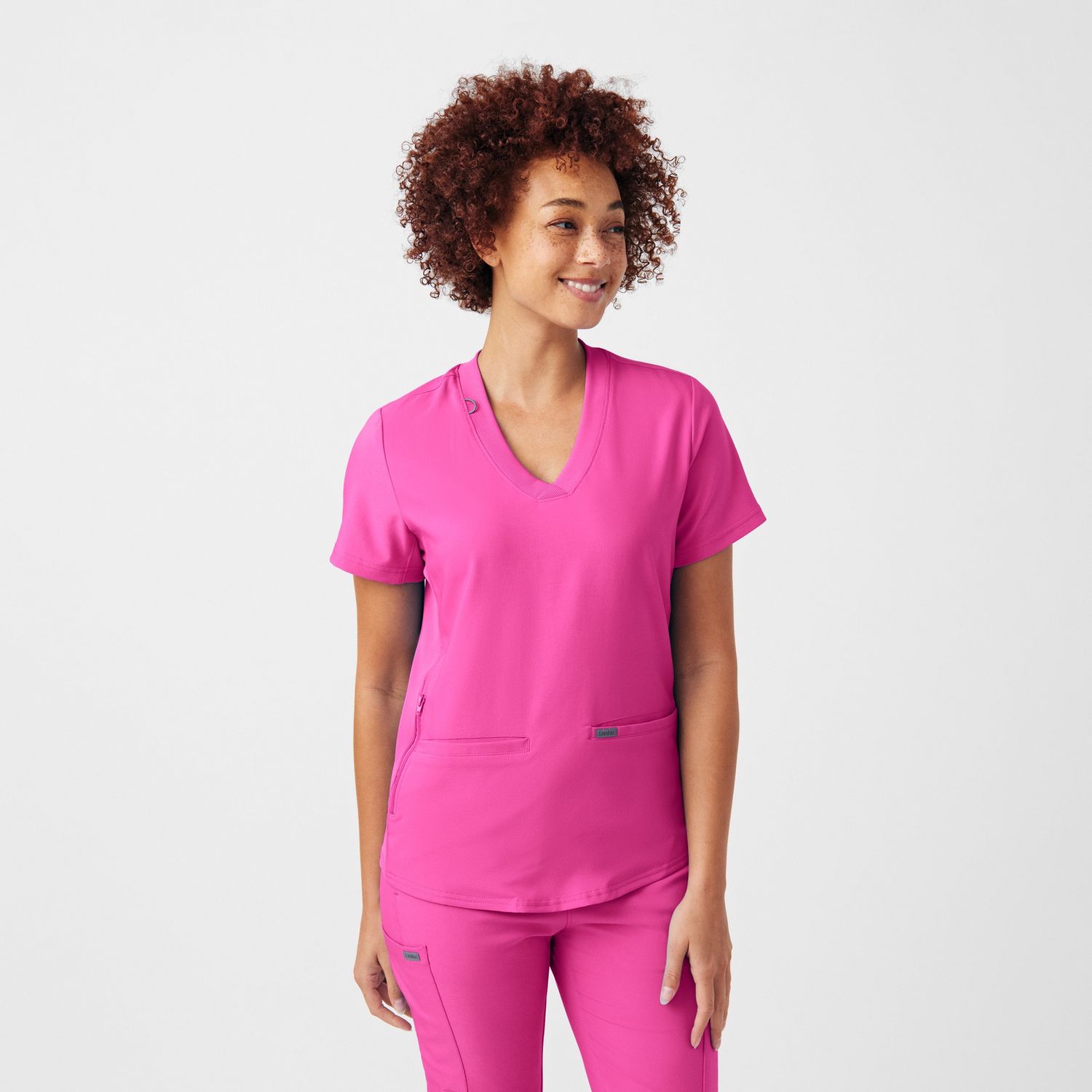 Landau Forward Wmns 3 Pkt Rib Knit V-Neck in Rose Violet, Colour: Rose Violet, Size: 2X Small