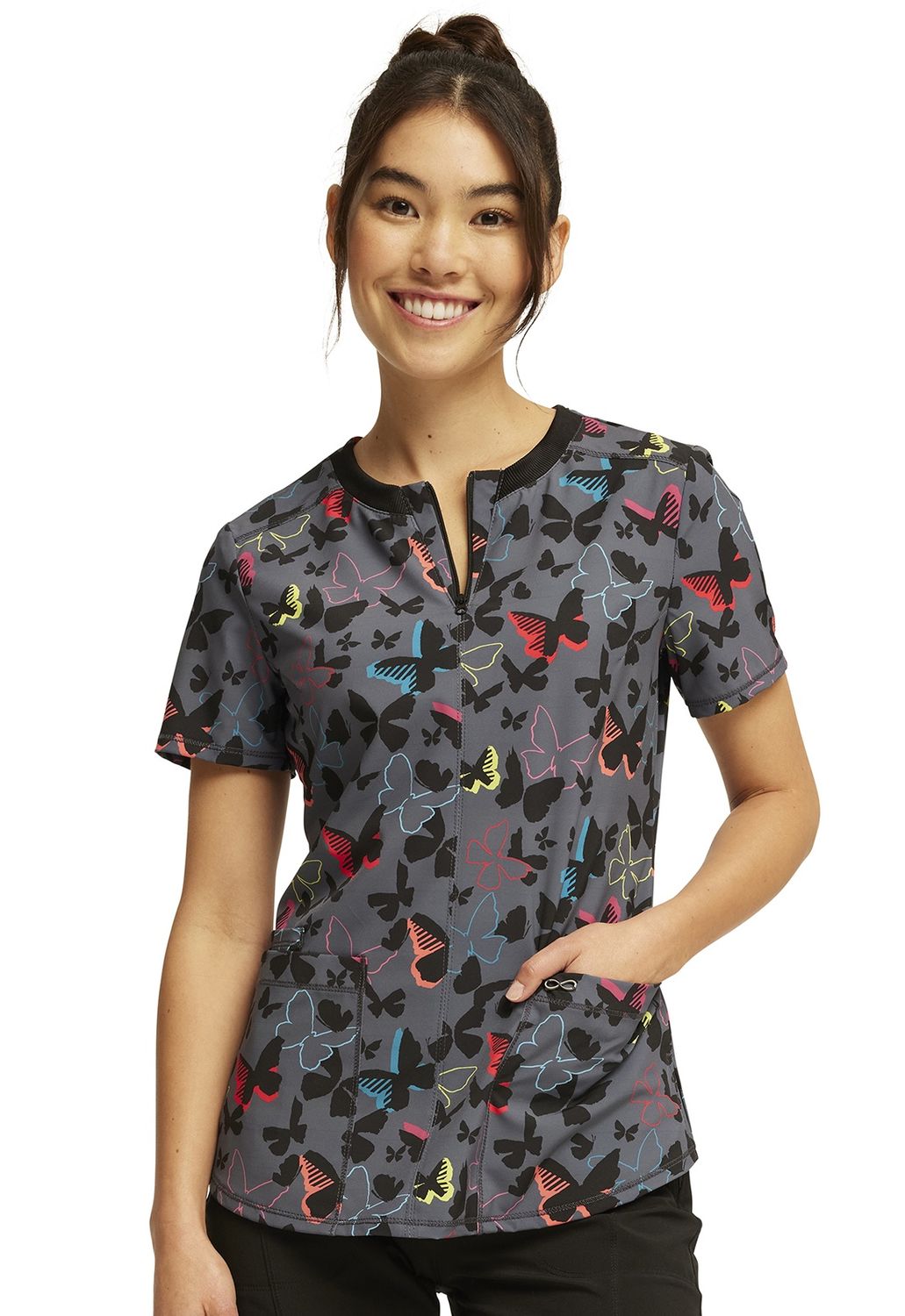 Infinity Round Neck Top in Brilliant Butterflies, Colour: Brilliant Butterflies, Size: 2X Small