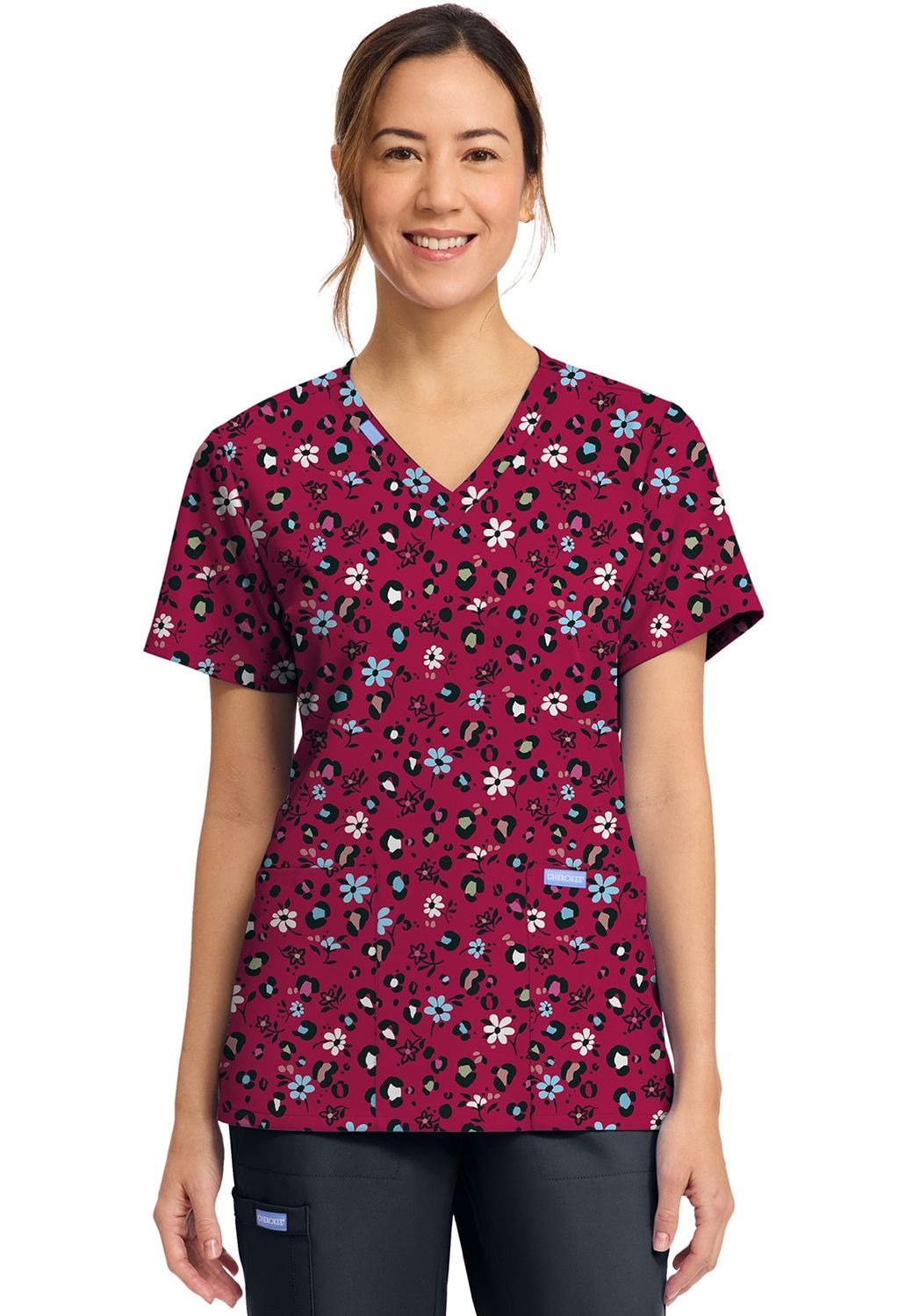 Cherokee Prints Women&#39;s V-Neck Top Wild Ditsy