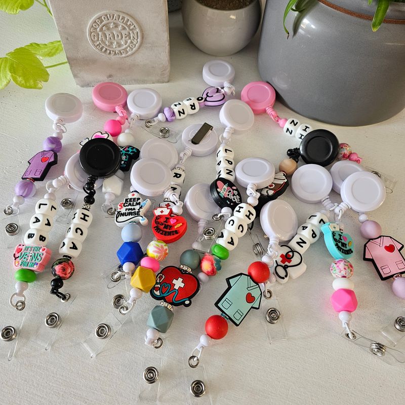 Silicone Bead Retractable Badge Reels
