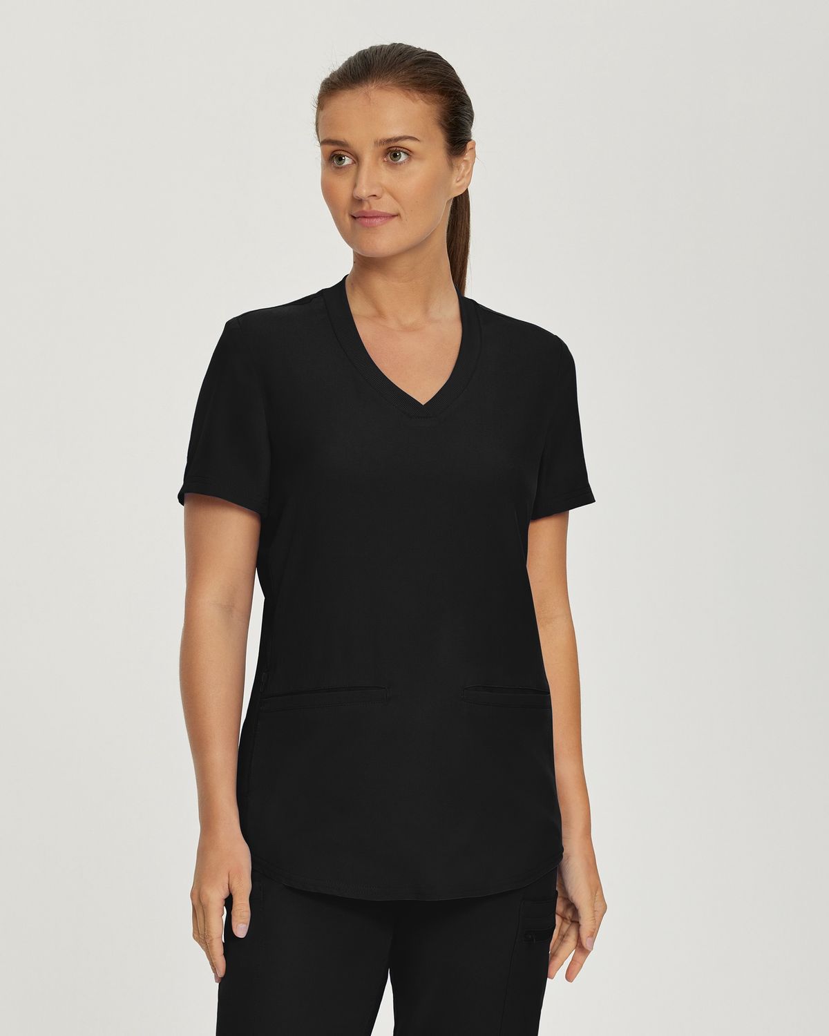 Landau Forward Wmns 3 Pkt Rib Knit V-Neck, Colour: Black, Size: 2X  Small
