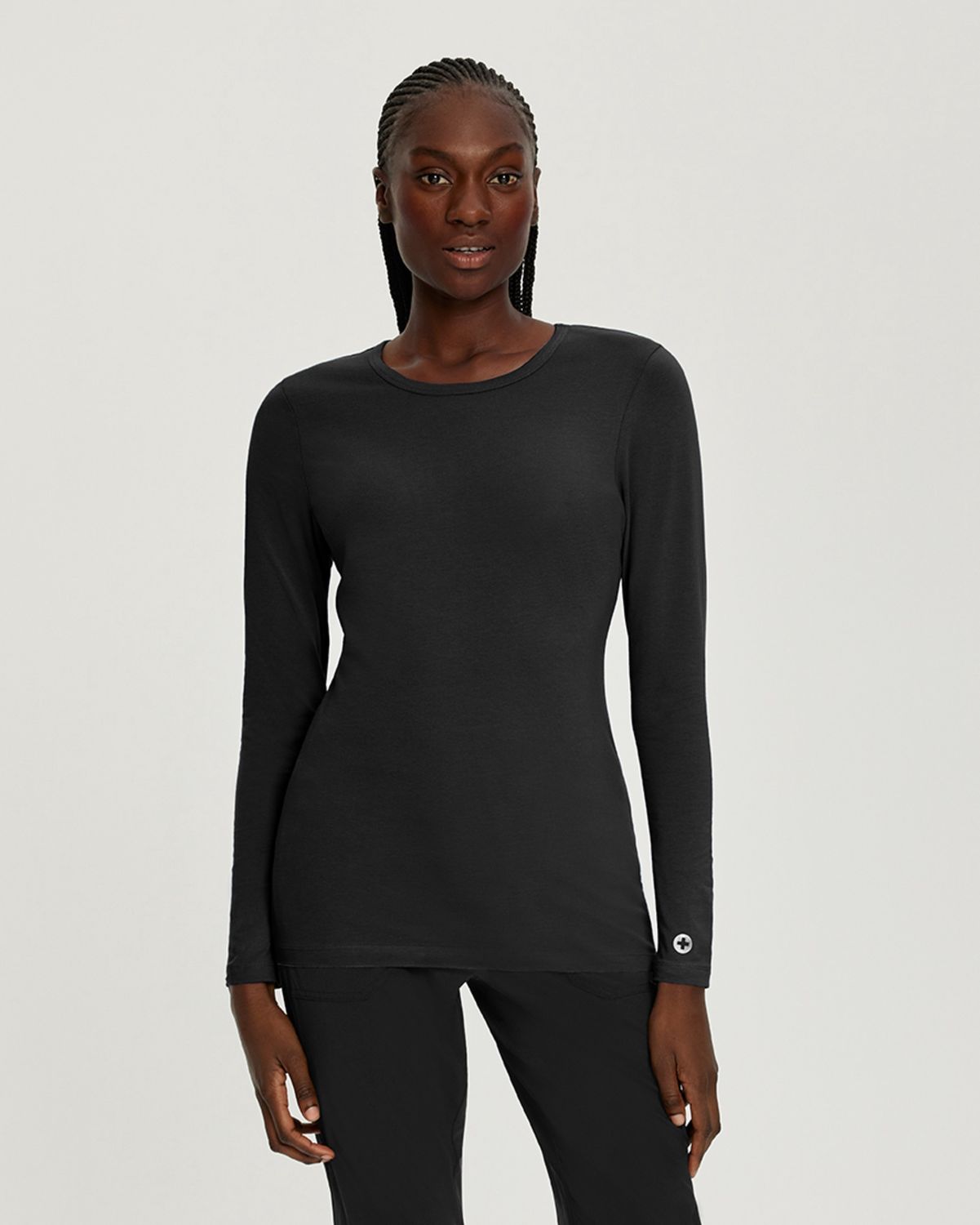 White Cross Women's Long Sleeve Stretch T-Shirt, Color: Black, Size: X Small