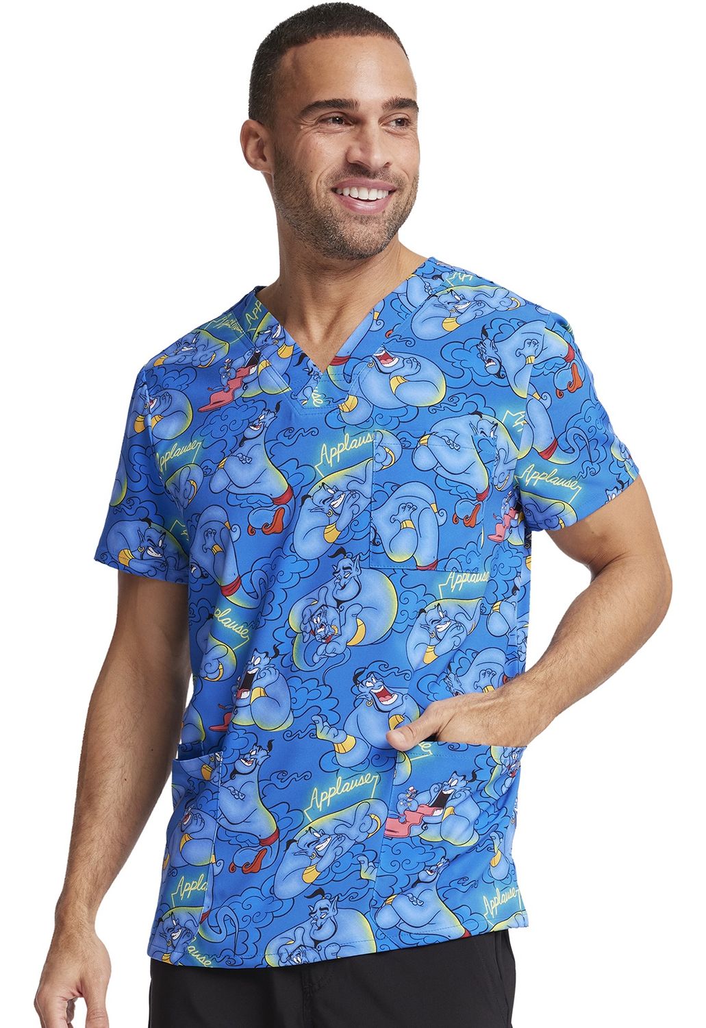 Cherokee Licenced Unisex V-Neck Top in Applause, Colour: Applause, Size: X Small