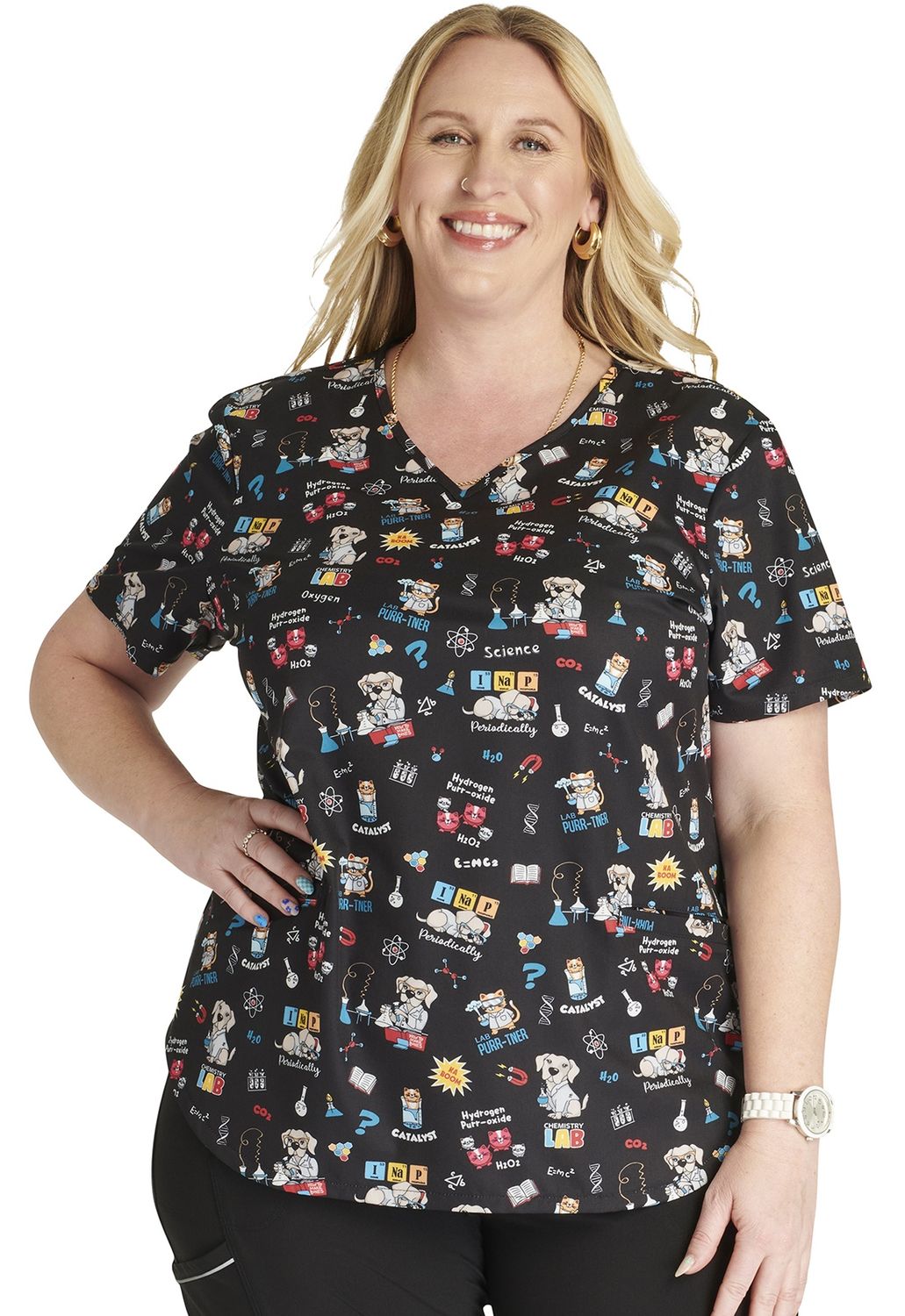 Cherokee Print V-Neck in Lab Purr-tners, Colour: Lab Purr-tners, Size: 3X Large