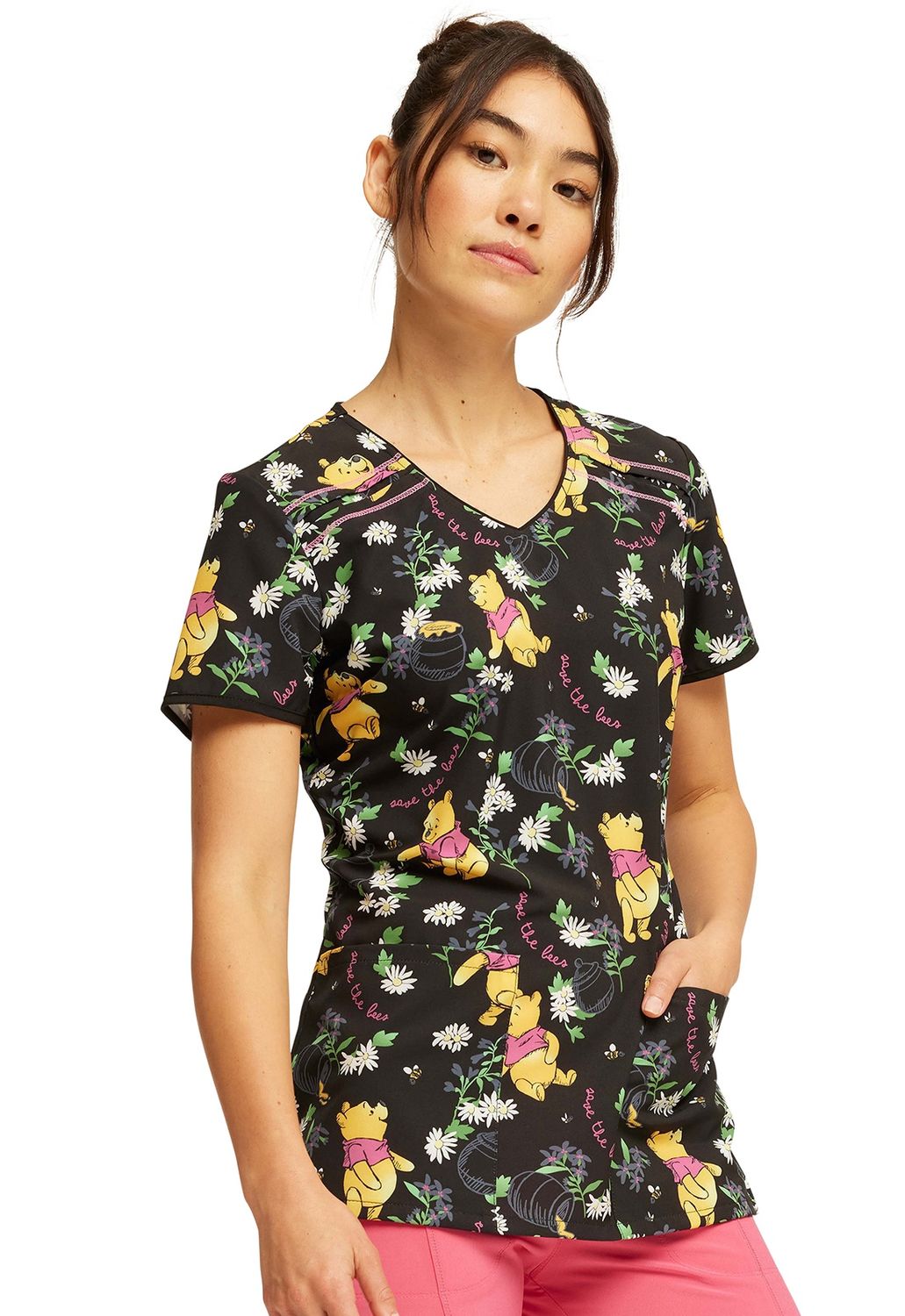 Cherokee Licensed V-Neck Print Top in Bee Rescue