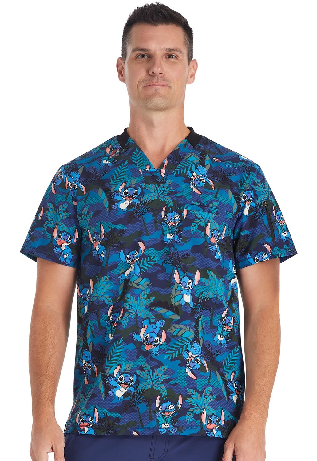 Cherokee Licensed Men's V-Neck Print Top in Aloha Alien
