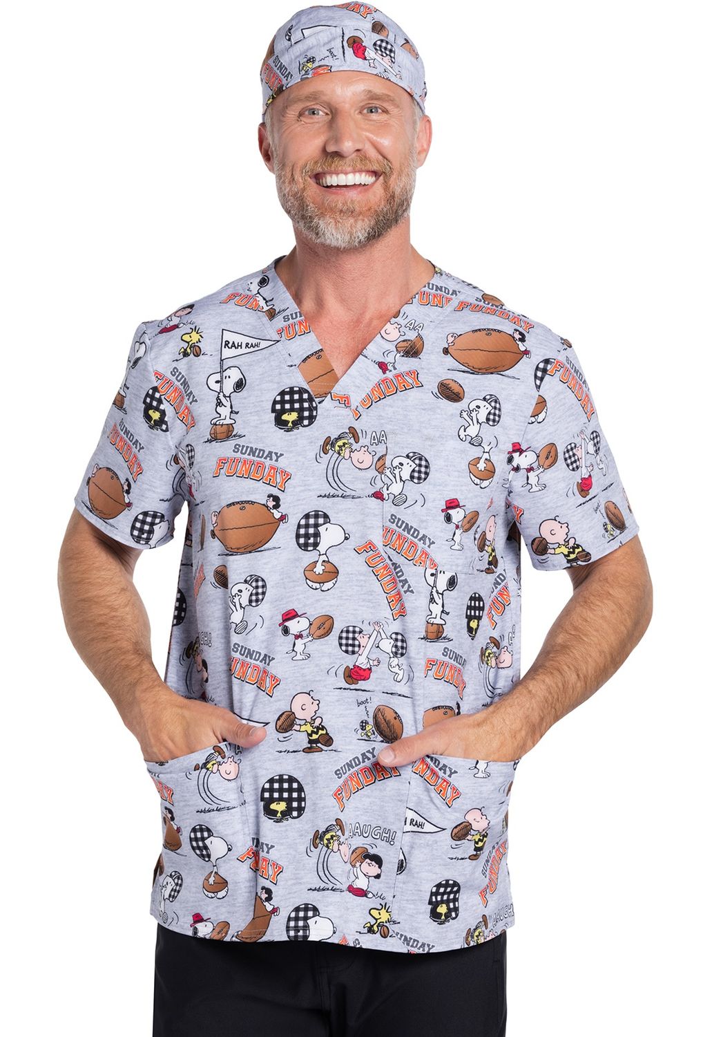 Cherokee Lisensed Men's V-Neck Print in Snoopy Funday, Colour: Snoopy Funday, Size: X Small