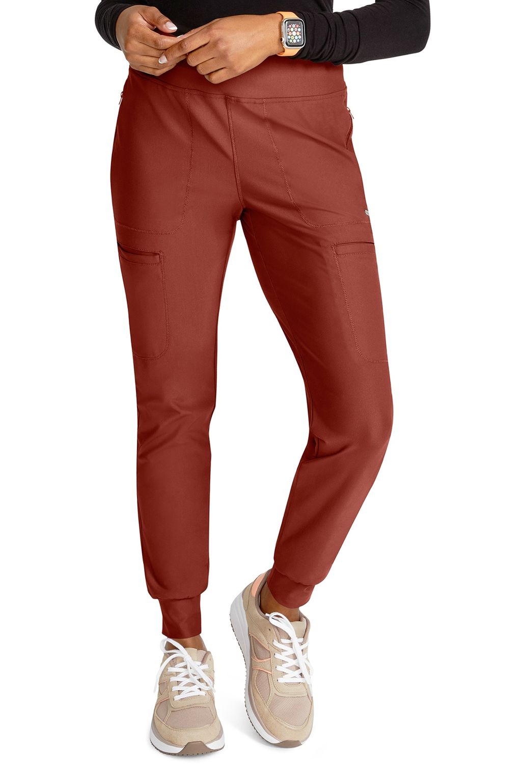 Cherokee Form Women's  Mid Rise Tapered Leg Drawstring Jogger in MASALA, Colour: Masala, Size: X Small