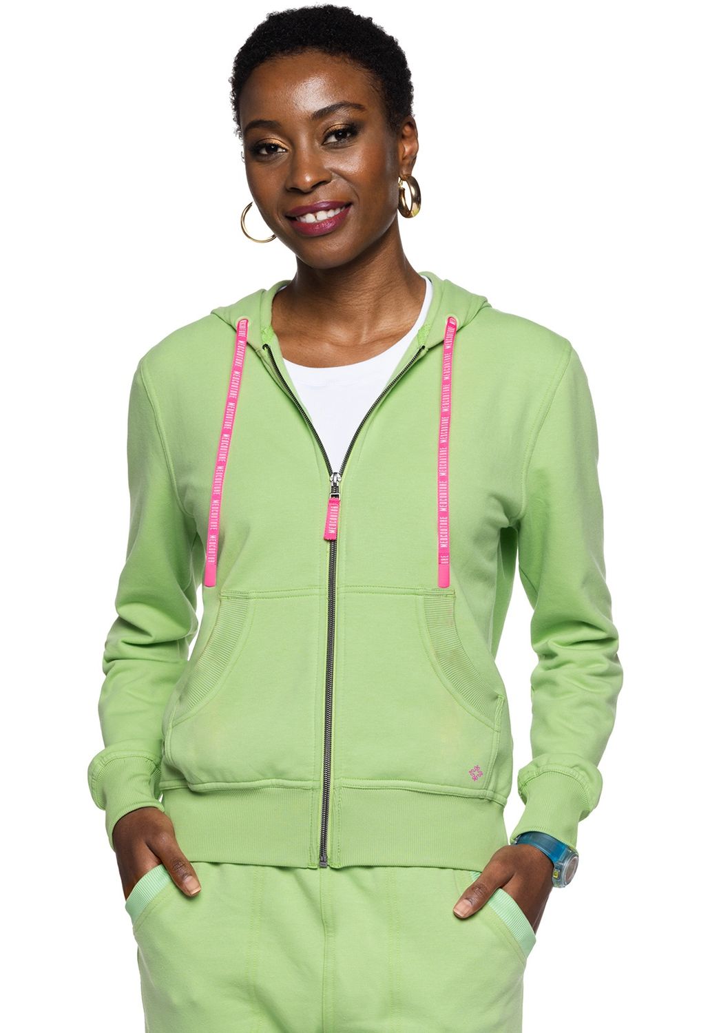 MC Lifestyle Fleece Zip Front Logo Hoodie, Colour: Cyber Lime, Size: Small