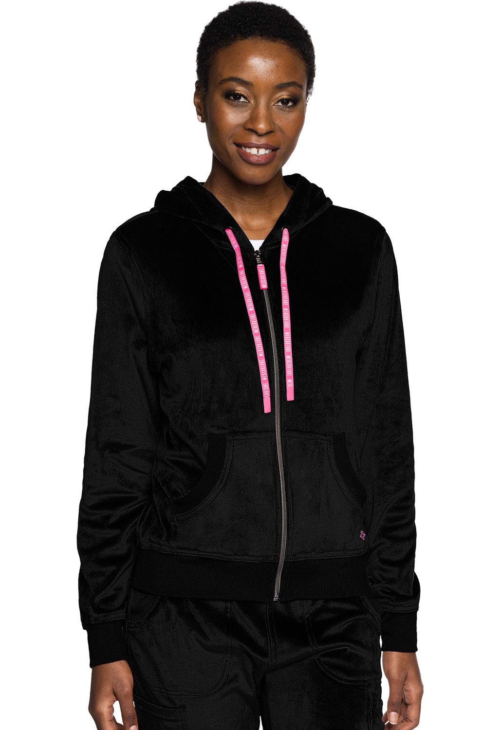MC AMP Velour Zip Front Logo Hoodie, Colour: Black, Size: X Small
