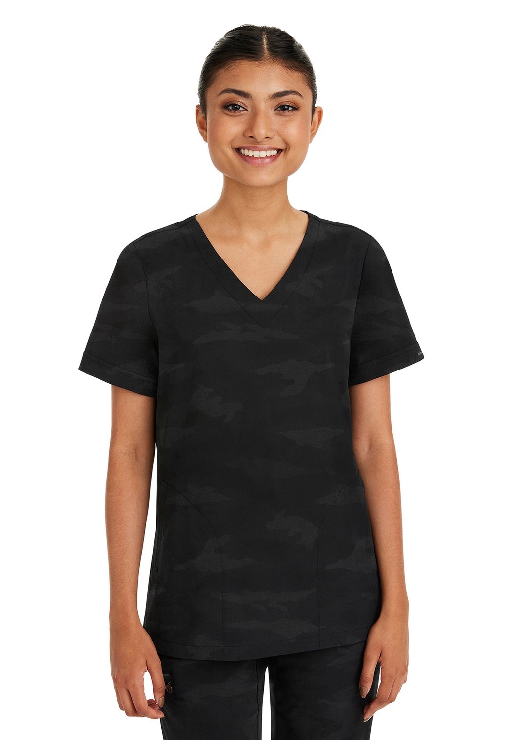 Healing Hands Women's Joy Camo Top, Colour: Black, Size: X Small