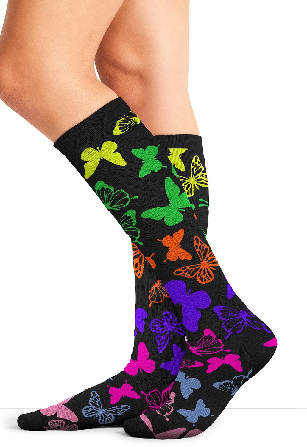 Cherokee Women's  PrintSupport Compression Socks, Color: Anti Social Butterflies, Size: OS