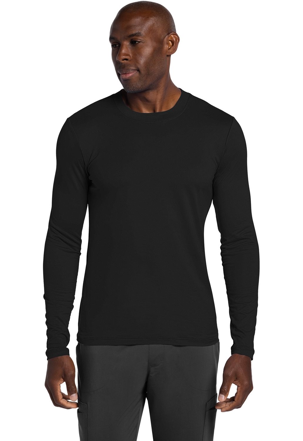 Cherokee Basics  Men's Long Sleeve Underscrub Knit Tee, Colour: Black, Size: X Small