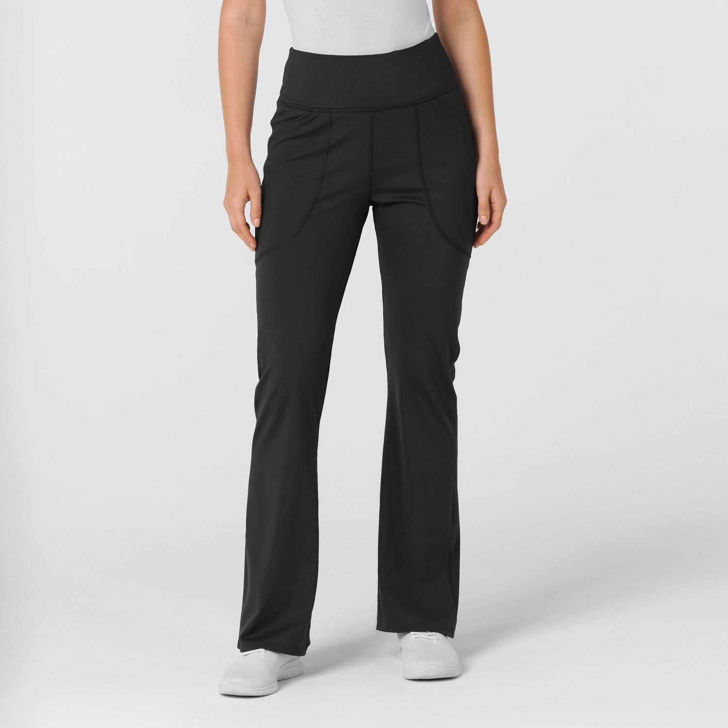 Wink RENEW KNIT Women's Flare Yoga Scrub Pant, Colour: Black, Size: X Small
