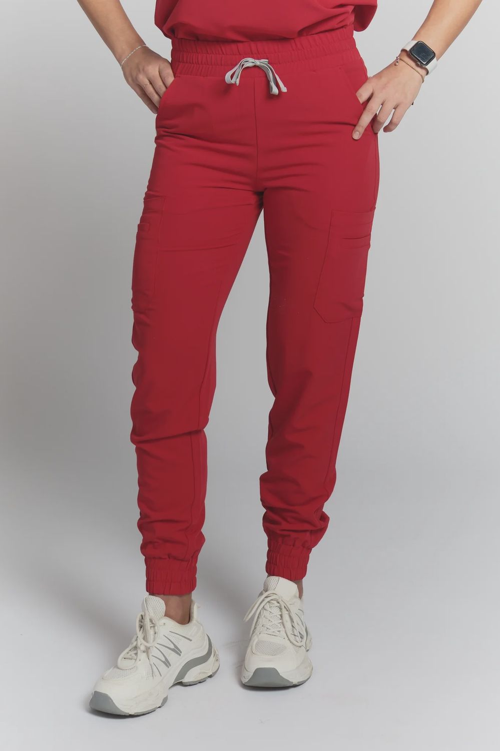 Joiia Women's Anastasia 8 Pocket Jogger, Colour: Ruby Red, Size: X Small